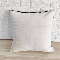 Black & Off White Embroidered Tufted Textured 100% Raw Cotton 18x18 , 20x20 22x22 24x24 Inches Decorative Throw Pillow Cover - thumbnail 4
