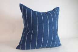 Blue Striped Pillow Case Handwoven Chom Thong Cotton Boho Chic Living Room Couch Cushions - thumbnail 1