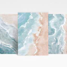 3 X Abstract Beach Posters - Art Sea Trio Of Prints Portrait Poster Artwork Feature Photo Decoration Wall D??cor - A4 A3 Gift - thumbnail 2