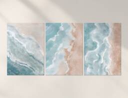 3 X Abstract Beach Posters - Art Sea Trio Of Prints Portrait Poster Artwork Feature Photo Decoration Wall D??cor - A4 A3 Gift - thumbnail 1