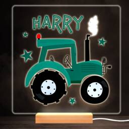 Tractor Farm Colourful Square Personalised Gift Warm White Led Lamp Night Light - Bedroom