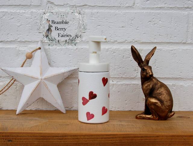 Soap Dispenser Emma Bridgewater Hearts Hand Wash Decoupaged Glass Handmade - image 1