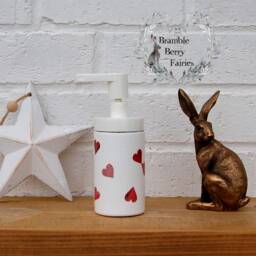 Soap Dispenser Emma Bridgewater Hearts Hand Wash Decoupaged Glass Handmade - thumbnail 2