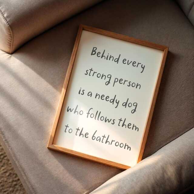 Needy Dog Print - Behind Every Strong Person Is A Print, Funny Bathroom Prints, Owner Fun Themed Gift Ideas - image 1
