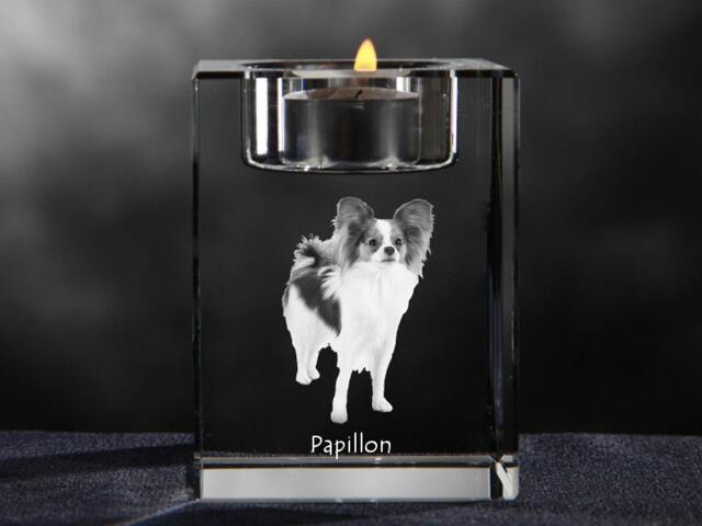 Papillon, Crystal Candlestick With Dog, Souvenir, Decoration, Limited Edition, Collection - image 1