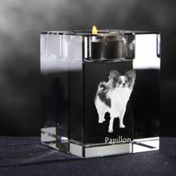 Papillon, Crystal Candlestick With Dog, Souvenir, Decoration, Limited Edition, Collection - thumbnail 2