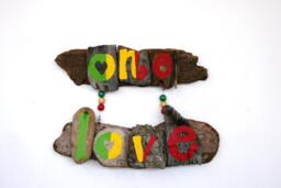 One Love Driftwood Art, Hanging Love Sign. Island Anniversary, Painted Wood, Wall Art. Garden Decor. Irie - thumbnail 1