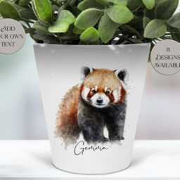 Watercolour Red Panda Plant Pot - Pen/Makeup Brush Holder Unique Gift For Lovers Perfect Mother's Day - thumbnail 3