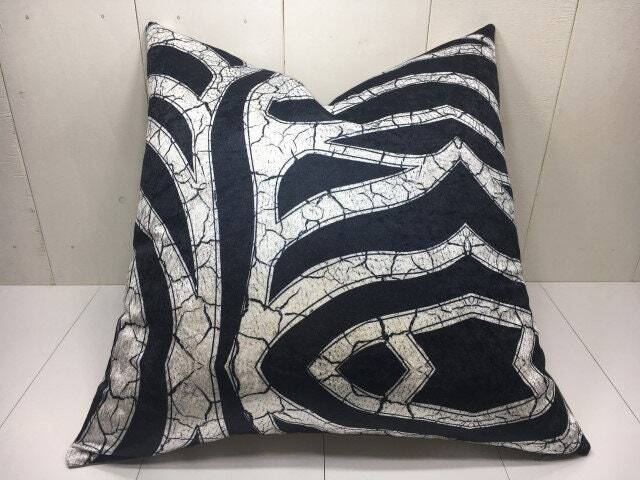 Ikat Silk Pillow Cover, Handwoven Cushion, Modern Home Decor - 24x24 - image 1