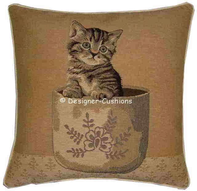 Tabby Kitten in Vase Tapestry Cushion Cover Sham - image 1