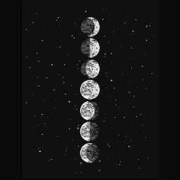 Moon Phases Silver Foil Art Print, Celestial Wall Decor, Black Decor Art, Metallic Moon Artwork - thumbnail 3