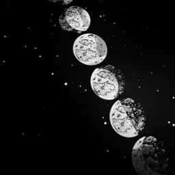 Moon Phases Silver Foil Art Print, Celestial Wall Decor, Black Decor Art, Metallic Moon Artwork - thumbnail 2