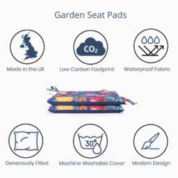 Set Of 2 Water Resistant Garden Outdoor Cushion Seat Chair Pads Soft Foam Zipped Cover Available in 3 Sizes Midsummer Night By Celina Digby - thumbnail 2