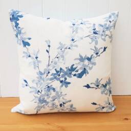 Handmade Laura Ashley Forsythia Cushion Blue Floral Linen Cushion - thumbnail 2