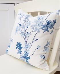 Handmade Laura Ashley Forsythia Cushion Blue Floral Linen Cushion - thumbnail 1
