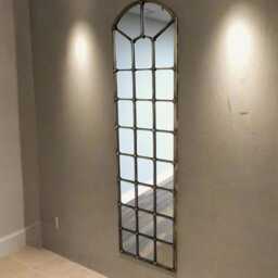 Arched Full Length Wall Or Leaner Mirror Muted Gold Metal Frame, Hallway Lounge Mirror - H190cm W51cm - thumbnail 2