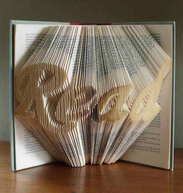 Folded Book Sculpture - Decorative Art Gifts For Lovers Read Altered Origami Unique Present Teacher's Gift - image 1