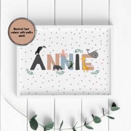 Personalised Animal Name Print, Printed Onto 250Gsm Thick Matte Finish Premium Paper - Perfect For Baby & Children's Rooms - thumbnail 3