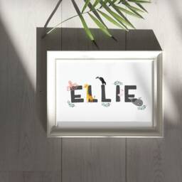 Personalised Animal Name Print, Printed Onto 250Gsm Thick Matte Finish Premium Paper - Perfect For Baby & Children's Rooms - thumbnail 2