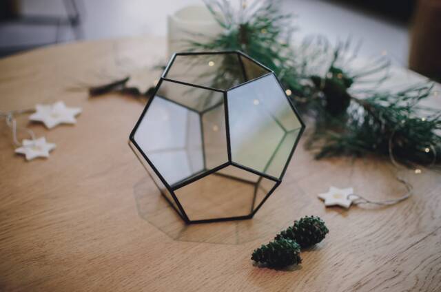 stained Glass Dodecahedron Terrarium Modern Indoor Planter Vase - image 1