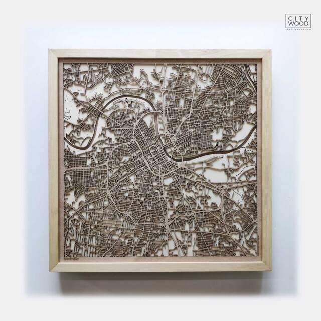 Nashville Wooden Map - Laser Cut City Streets, Framed Wall Art - image 1