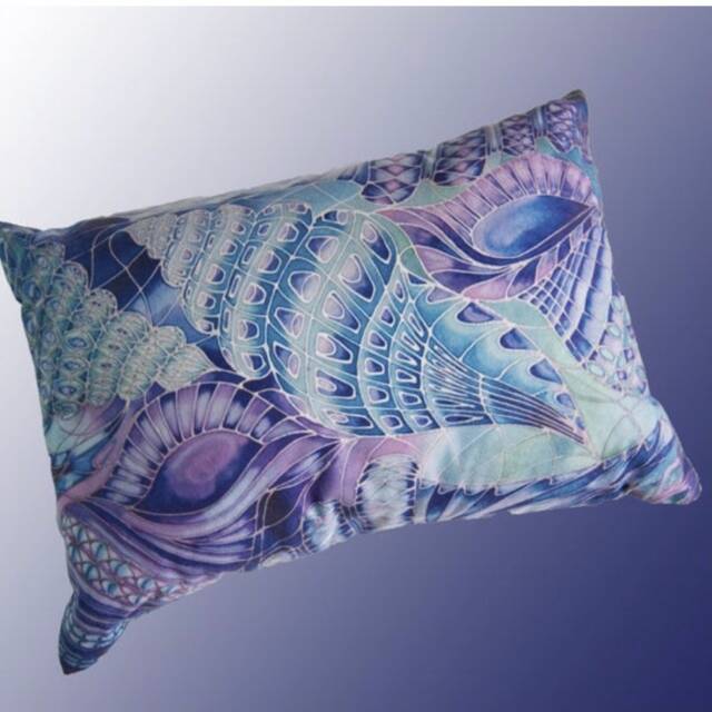 Blue Green Purple Spiral Shells Accent Pillow - Sea Throw Sofa Settee Cushion - image 1