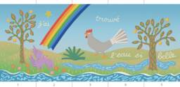Claire Fontaine Collection Scenic 3. Delightful French Nursery Tale Wall Art, Bright Dreamy Rainbow Kids Mural, Inspiring Vivid Imagination - thumbnail 1