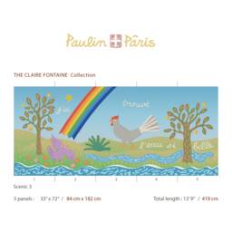 Claire Fontaine Collection Scenic 3. Delightful French Nursery Tale Wall Art, Bright Dreamy Rainbow Kids Mural, Inspiring Vivid Imagination - thumbnail 2