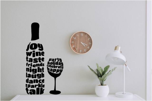 Joy Wine Taste Friend's Vinyl Wall Art, Decal, Sticker, Transfer, Mural, Removable, Interior, Exterior, Peel & Stick, Full - 0660 - image 1