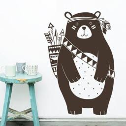 Tribal Bear Wall Decal - Nursery Decal, Vinyl Woodland Animal Sticker - thumbnail 1