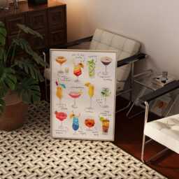 Classic Cocktails Art Print, Colorful Kitchen & Bar Decor - thumbnail 2
