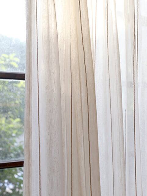 Carmen Faux Linen Sheer Curtain, Natural Custom Curtain For Bedroom & Livingroom, Extra Long 1Pc - image 1