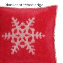 Red Snowflake Cushion Cover - Pure Wool Reversible Pillowcase 45 X 45cm/ 18 18 - thumbnail 4