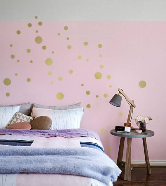 Gold Polka Dots Wall Sticker, 50 Mixed Sized Dot Decals, Metallic-Gold Wall-Decor, Easy Peel & Stick, Kids-Room & Home-Decor - image 1