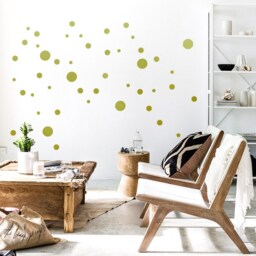 Gold Polka Dots Wall Sticker, 50 Mixed Sized Dot Decals, Metallic-Gold Wall-Decor, Easy Peel & Stick, Kids-Room & Home-Decor - thumbnail 3