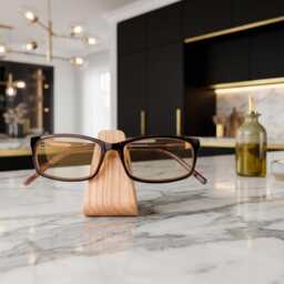 Personalized Wooden Eyeglass Holder, Custom Engraved Name Glasses Stand - thumbnail 3