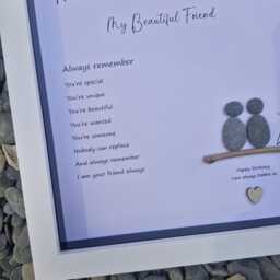 Friends Pebble People Personalised Frame, Picture, Handmade Gift For Her, Birthday Present Friend. 8x8 Inches. Comes With Box - thumbnail 3