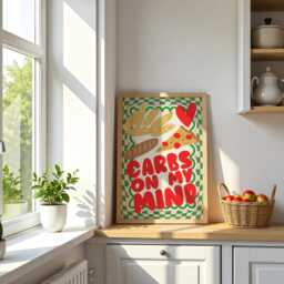 Carbs On My Mind Kitchen Print Retro Foodie Wall Art - thumbnail 2