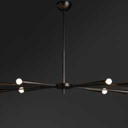 1950S Mid-Century Modern Art Deco Sputnik Chandelier - Italian Brass Ceiling Fixture - thumbnail 2