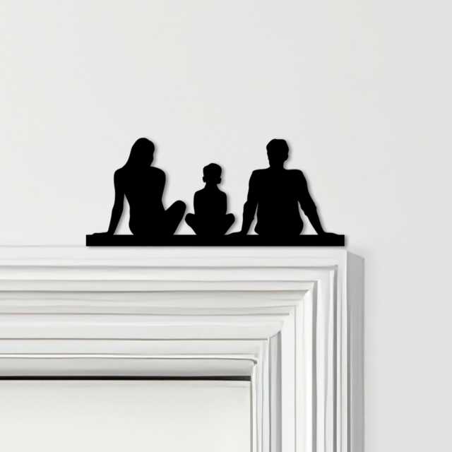 Door Topper Family Of 3, 1 Boy Various Colours Top Decorative Sign - Novelty Wall Decor, Frame Art, Art - image 1