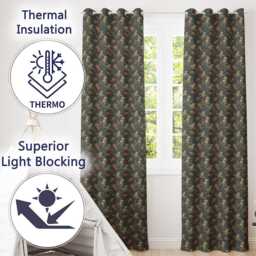 Decorative Octopus Marine Seamless Pattern Detailed Ocean Life Artwork Readymade Eyelet Ring Top Thermal 100% Blackout Curtains - thumbnail 3