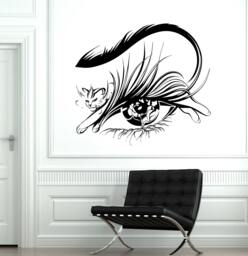 Wall Vinyl Cat Eyes Beauty Salon Ornament Mural Decal Sticker 1756Dz - thumbnail 1
