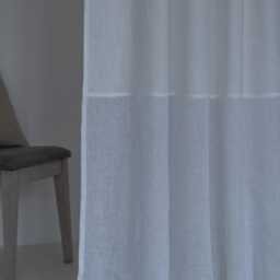 Two Tone Linen Curtain Panel Ivory & Sheer Muslin, Custom Length - thumbnail 3