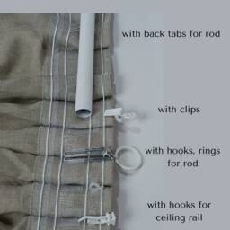 Two Tone Linen Curtain Panel Ivory & Sheer Muslin, Custom Length - thumbnail 4