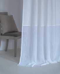 Two Tone Linen Curtain Panel Ivory & Sheer Muslin, Custom Length