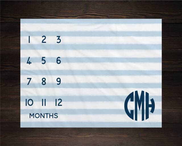 Personalized Baby Blanket Milestone Month Growth Tracker Custom Gift For New Mom Shower Watercolor Monogram Newborn - image 1