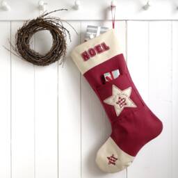 Personalised Embroidered Letter To Santa Christmas Stocking - Xmas With Gift Pocket Scandi Holiday Star Or Heart - thumbnail 4