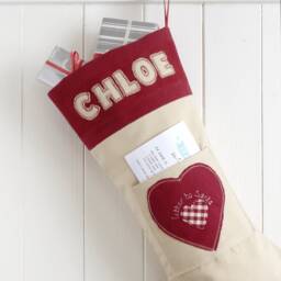 Personalised Embroidered Letter To Santa Christmas Stocking - Xmas With Gift Pocket Scandi Holiday Star Or Heart - thumbnail 3
