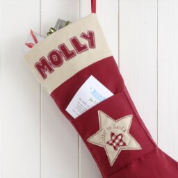 Personalised Embroidered Letter To Santa Christmas Stocking - Xmas With Gift Pocket Scandi Holiday Star Or Heart - thumbnail 2