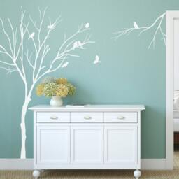 Realistic Winter Tree Wall Decals For Nursery With Birds Stick On Art Sticker By Decalisland -Winter Decal Sd 054 - thumbnail 3